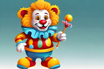 clown with a ball. clown, toy, cartoon, circus, isolated, fun, holiday, red, doll, 3d, christmas, birthday, Ai generated 