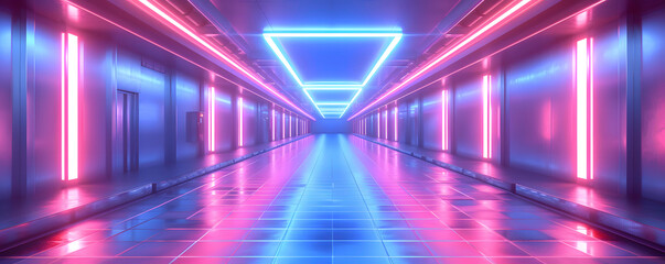 a long hallway with lights