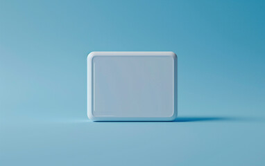 A white rectangular object on a blue background