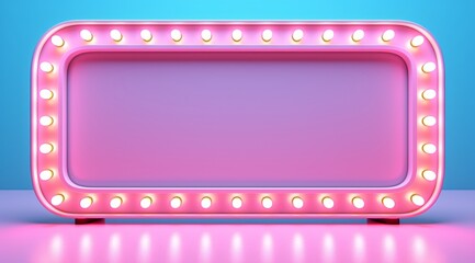 a pink rectangular frame with lights