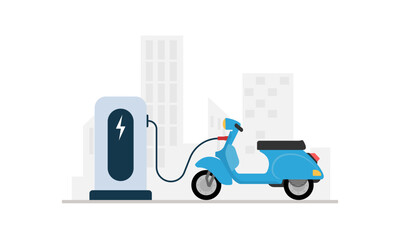 Electric scooter charging battery. Vector