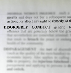 close up photo of the words disorderly conduct