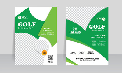golf tournament championship flyer brochure cover leaflet design template, golf annual sports event vector illustrator. 