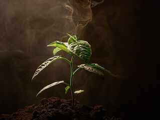 Create a humorous scene where a tobacco plant is attending a health and wellness seminar