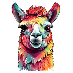 a llama with rainbow colors