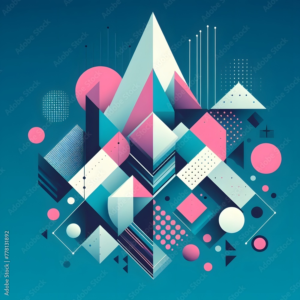 Poster abstract geometric background with triangles, squares and lines. vector illustration generated by ai