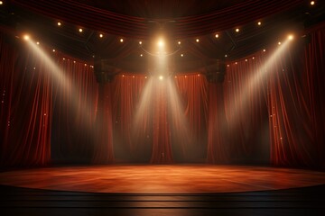 a stage with lights on the stage