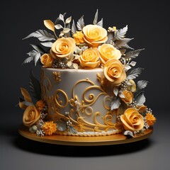 a cake with flowers on it