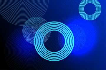Modern blue and dark blue gradient minimal background with linear circle shape