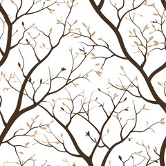 Obraz premium Vector Seamless Watercolor Pattern colorful Design a colorful vintage background with brown branches and leaves