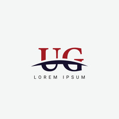 Alphabet UG GU letter modern monogram style logo vector element