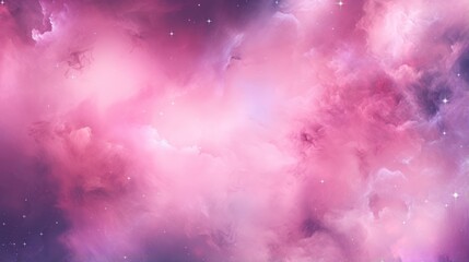 A cosmic pink background with stars and galaxies - obrazy, fototapety, plakaty