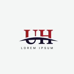 Alphabet UH HU letter modern monogram style logo vector element