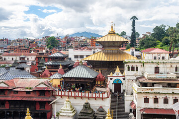  Pashupati is an hindi temple and place of cremations at river bank in kathmandu, nepal - 778135425