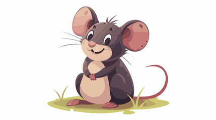 Cartoon happy mouse on white background Flat vector isolated