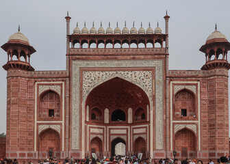 Agra, India - 16 March 2024, Sandstone architecture from the Mughal era built by Shah Jahan 