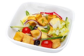 Salad with radish, cucumber, radish, onion and cheese