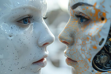 Closeup face of robot