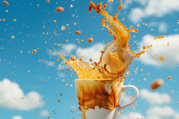 Coffee cup silling in the air