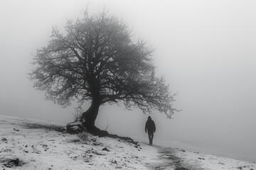 Man standing under a tree