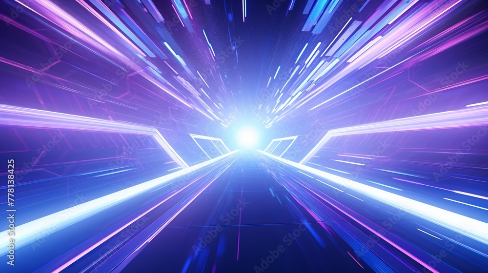 Sticker Futuristic hyper space tunnel with dynamic lights