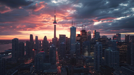 sunset over the city