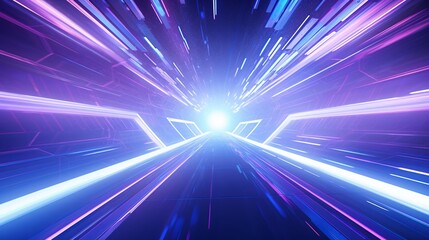 Fototapeta na wymiar Futuristic hyper space tunnel with dynamic lights