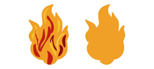 fire set flat vector illustration. fire set hand drawing isolated vector illustration.