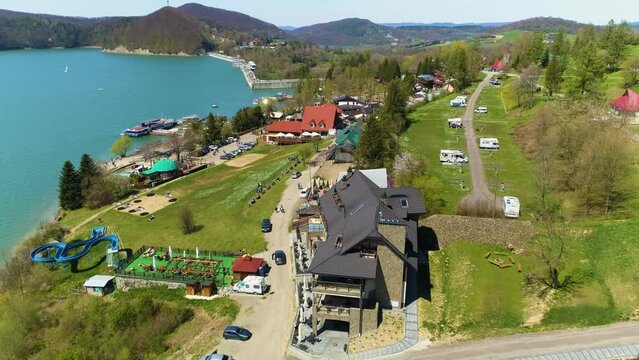 Beautiful Solina And Sztygarka Hetmanska Aerial View Bieszczady Mountains Poland