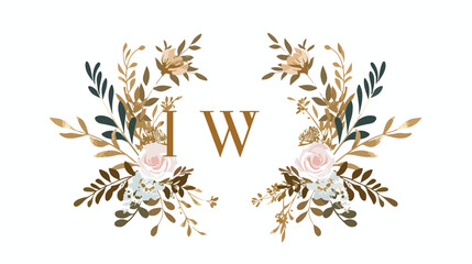 Fototapeta na wymiar IW wedding logo letters in high quality professional