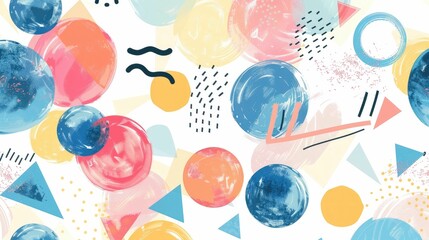 Playful Pastel Graphic Design with Whimsical Shapes and Curvy Line Segments - obrazy, fototapety, plakaty