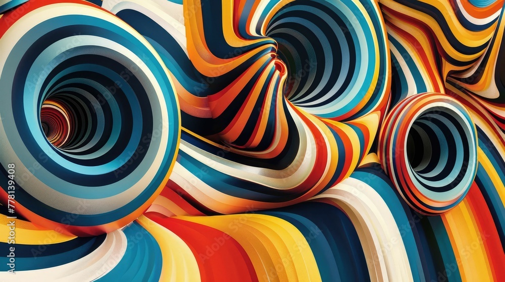 Aufkleber mesmerizing optical illusion of spiraling shapes and vibrant colors in an abstract geometric pattern