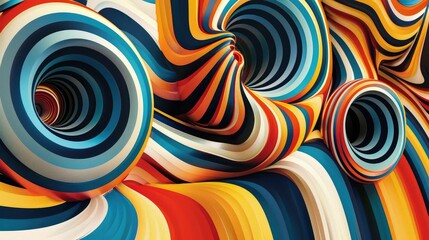 Fototapeta na wymiar Mesmerizing Optical Illusion of Spiraling Shapes and Vibrant Colors in an Abstract Geometric Pattern