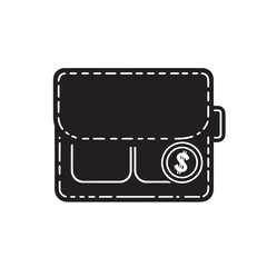 Wallet with Coins in cartoon, doodle style . Image for t-shirt, web, mobile apps and ui. Isolated 2d vector illustration in logo, icon, sketch style, Eps 10, black and white. AI Generative

