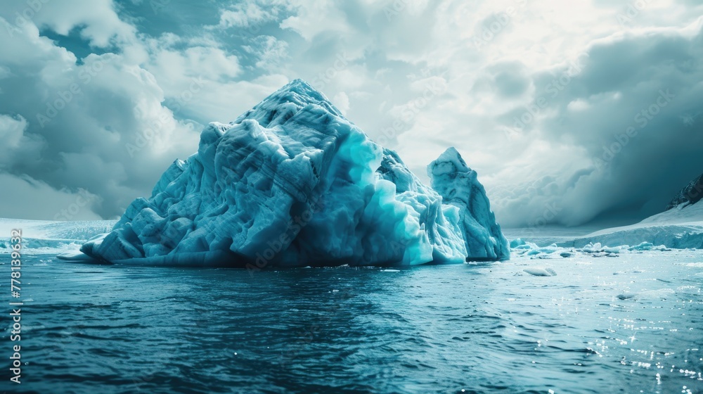 Poster a large ice block is floating in the ocean