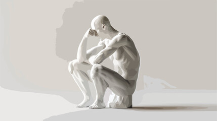 Man in a Thinker Pose. 3D Model of Man. Business Scie
