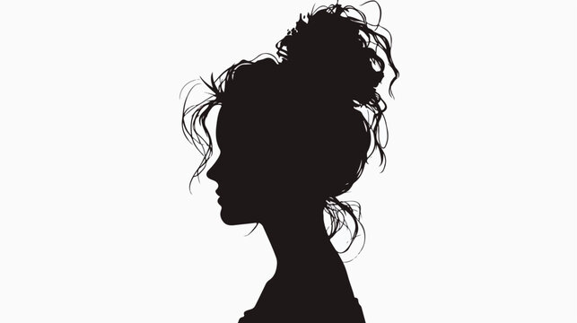 Mom with a Messy Bun Momlife Silhouette photo of a wo