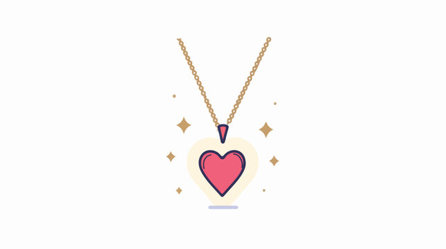 Necklace with heart line style icon vector illustration
