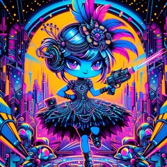 Obraz premium Beautiful doll with gun