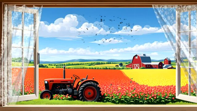 A tractor in farmland