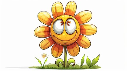 A cartoon flower with a big smile on its face - 778143240