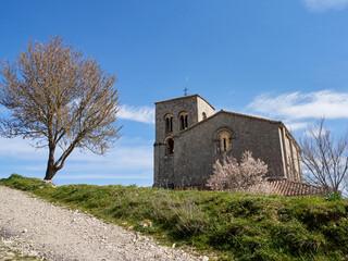 Fototapeta premium Romanesque Church of El Salvador (Church of the The Savior or Church of The Saviour) in spring. Sepúlveda, province of Segovia, Castilla y León, Spain, Europe