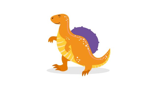 Spinosaurus dinosaur walking 2D animation