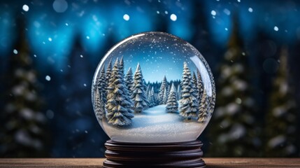 Fototapeta na wymiar A snow globe with a picturesque winter scene