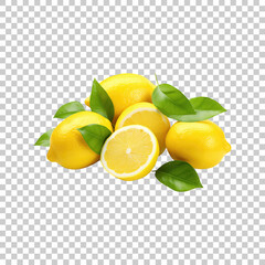 Lemons isolated on transparent background