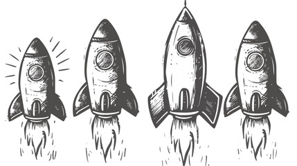 Rocket vector illustration in handdrawn style isolat - obrazy, fototapety, plakaty
