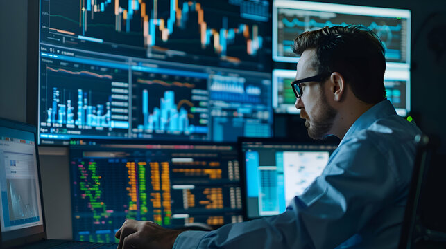 data analyzer working in Data Analysis with Dynamic Charts - Insightful Infographics Illustration