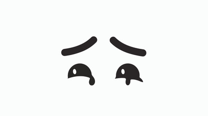 Sad emoji black color. Minimal modern design. Sad eye
