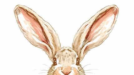 Sketch rabbit ears with a nose. Easter bunny. Vector