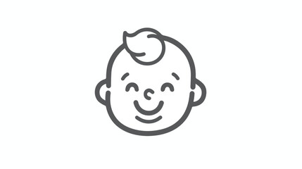 Smile baby outline icon style design. Baby head. Flat